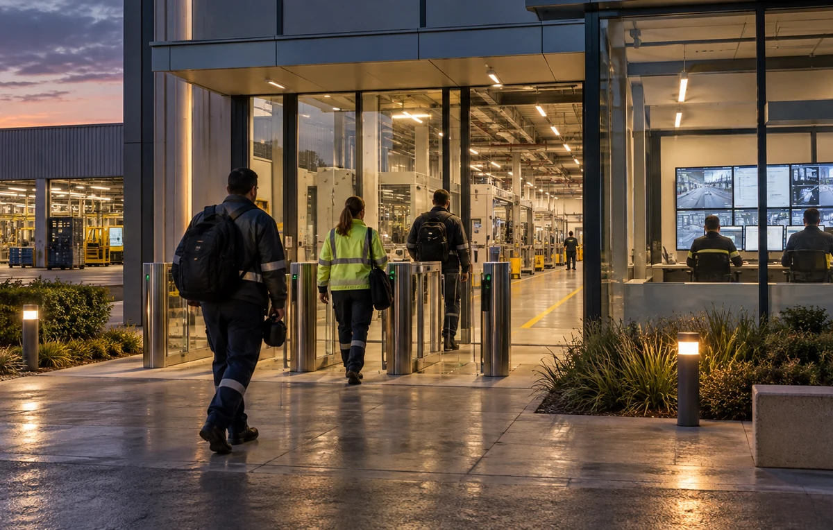 Unattended factory access control for authorized after-hours workers